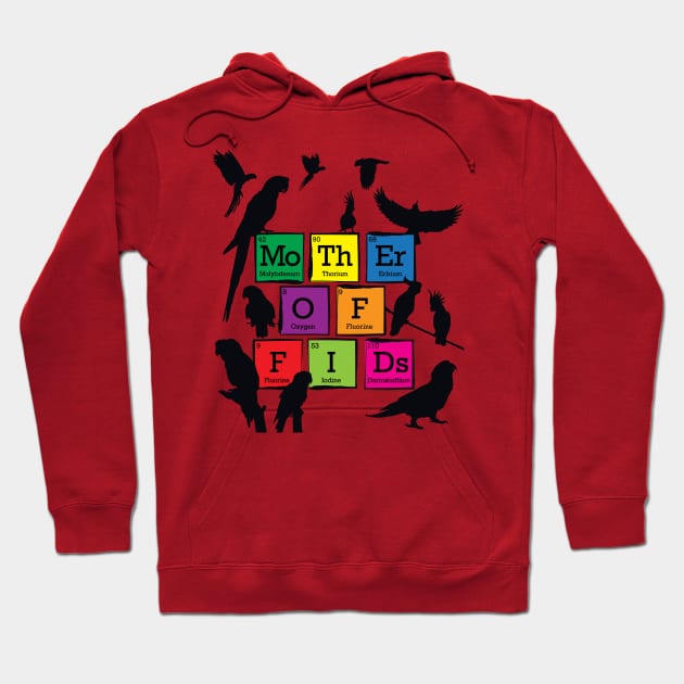 Mother of Fids (feathered kids) Birds Parrots Periodic Table Elements Hoodie by TheStuffInBetween